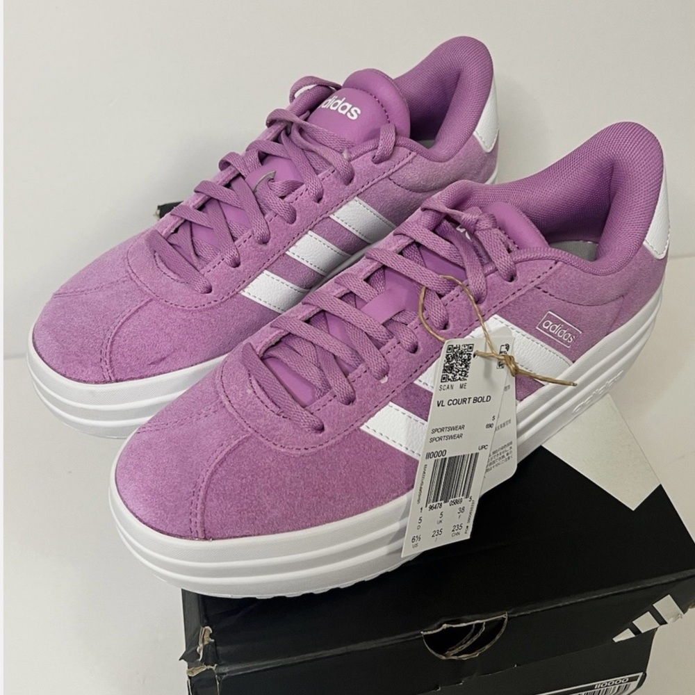 💜NWT Adidas VL Court Bold Platform Sneakers Shoes Light Purple Lavender 6.5💜 - Picture 4 of 9